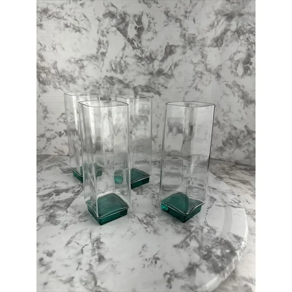 Luigi Bormioli Van Gogh Aqua Green Base Highball Square Glass‎ Set of 4